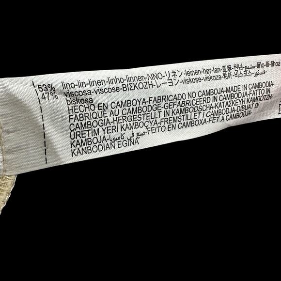 Zara Linen Blend Cropped Pants Womens Sz Medium Drawstring Pockets Slouchy - Picture 9 of 12